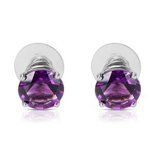 Created Amethyst Fashion Earrings in Sterling Silver